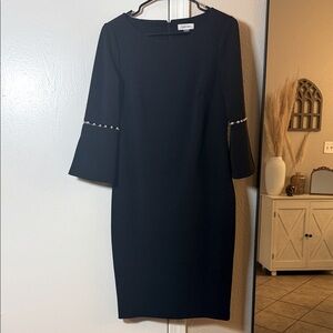 Calvin Klein Black Dress with Pearl Detail